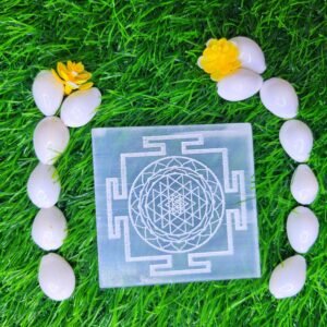 Selenite Plate – Shree yantra engraved