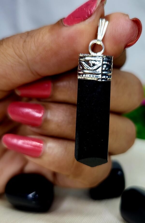 2 Black Tourmaline pencil Pendant